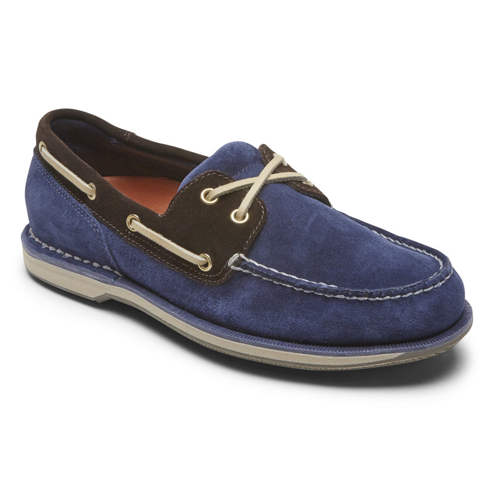 Rockport Boat Shoes Mens Cheap - Rockport Perth Blue